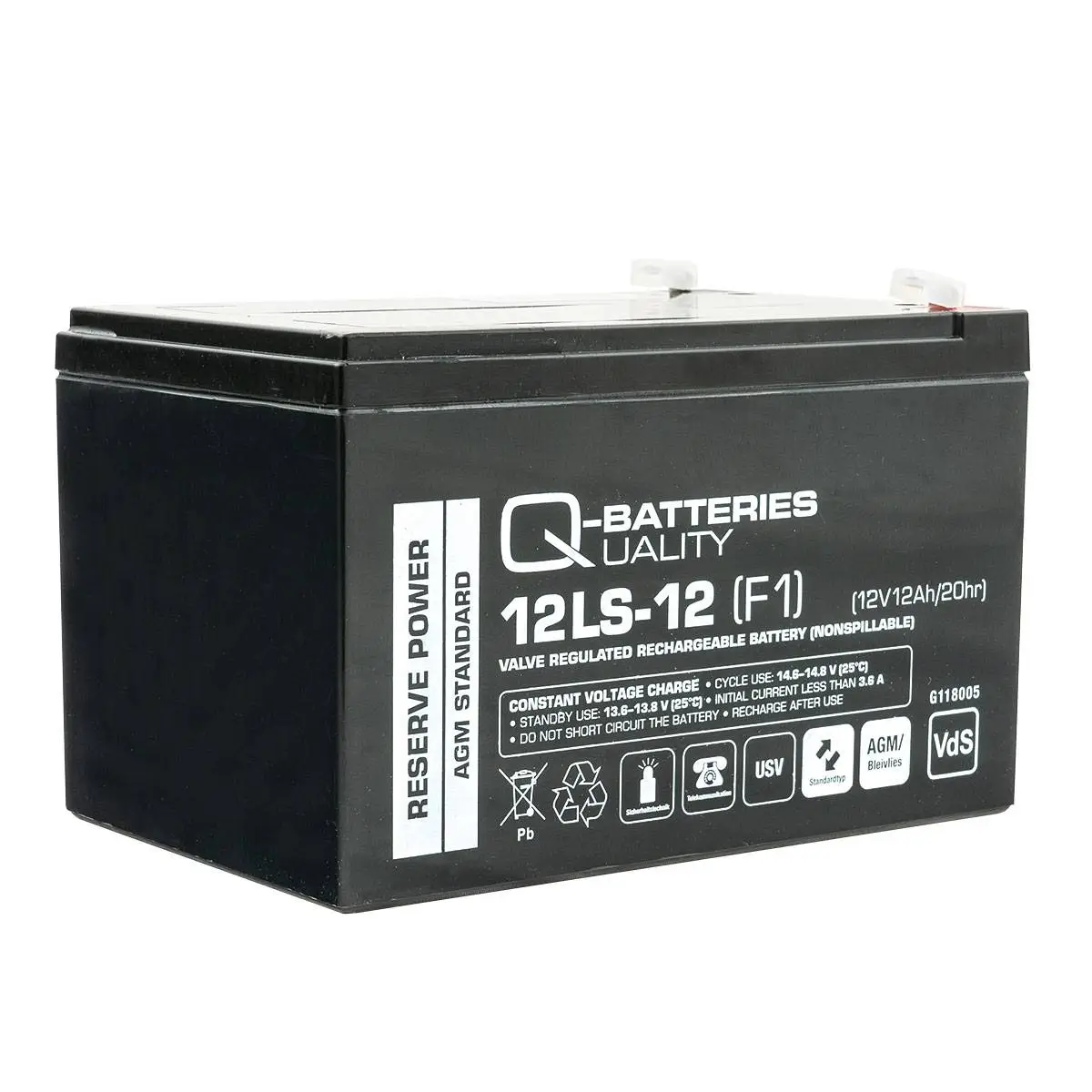 Q-Batteries 12LS-12 (F1) 12V 12Ah AGM Batterie Akku VdS online bei pro-akkus kaufen