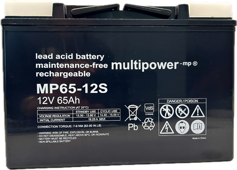 MP65-12S Bleiakku, multipower wartungsfrei VdS 12Volt 65Ah MP65-12S Bleiakku, multipower wartungsfrei VdS 12Volt 65Ah