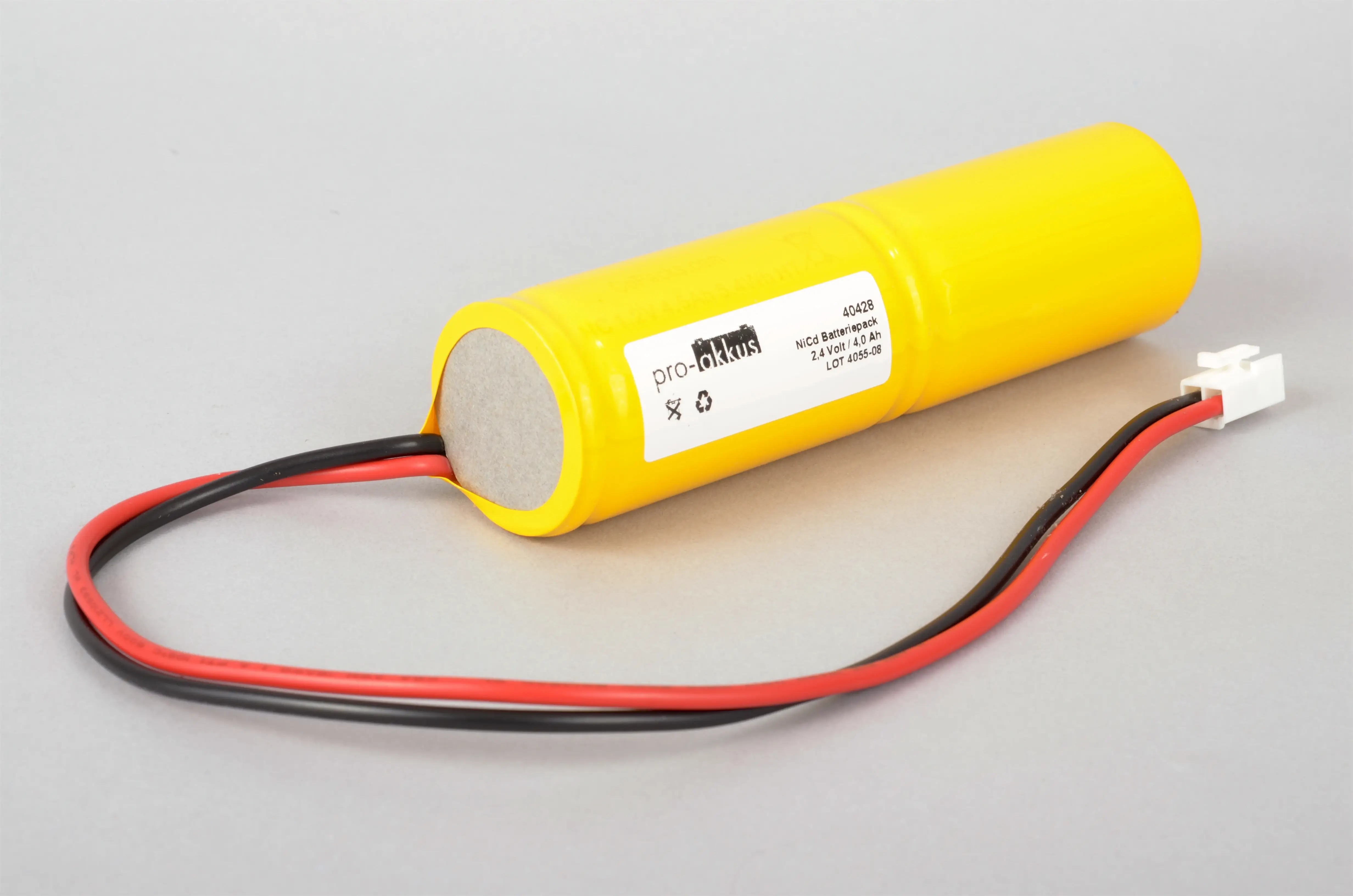 NiCd Notbeleuchtung Akku 2,4V / 4000mAh (4Ah), Stab mit Kabel und Stecker-2
