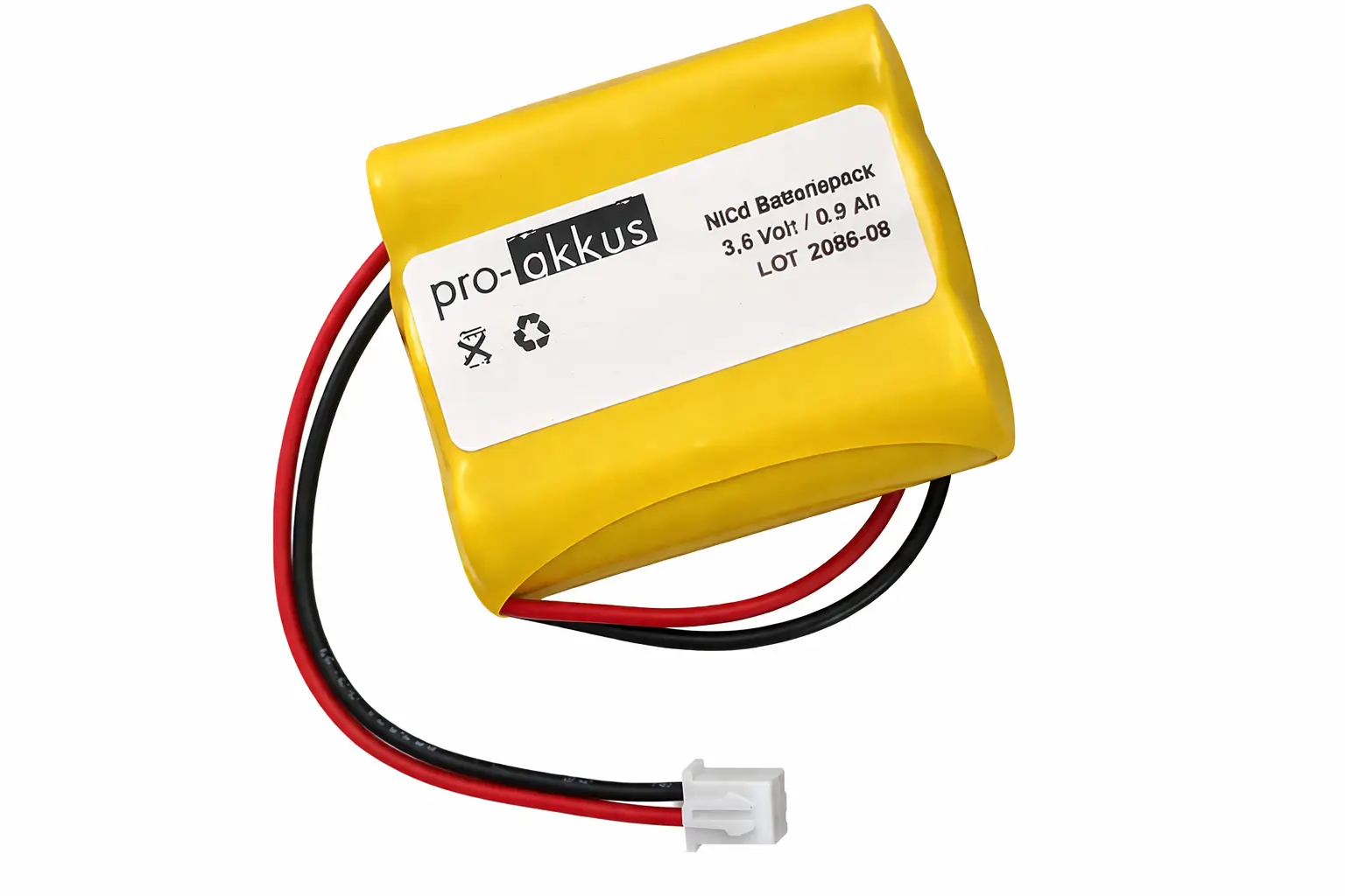 NiCd Notbeleuchtung Akku 3,6V 900mAh AA-HT Reihe mit Kabel und Stecker online bei pro-akkus kaufen