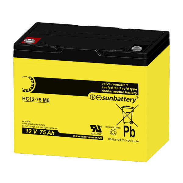 SUN Battery HC12-75 M6 (12V / 75Ah) AGM Batterie SUN Battery HC12-75 M6 (12V / 75Ah) AGM Batterie