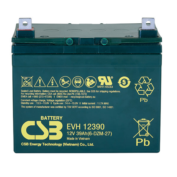 CSB EVH12390 12V 39Ah Blei-Akku / AGM Batterie Zyklenfest CSB EVH12390 12V 39Ah Blei-Akku / AGM Batterie Zyklenfest