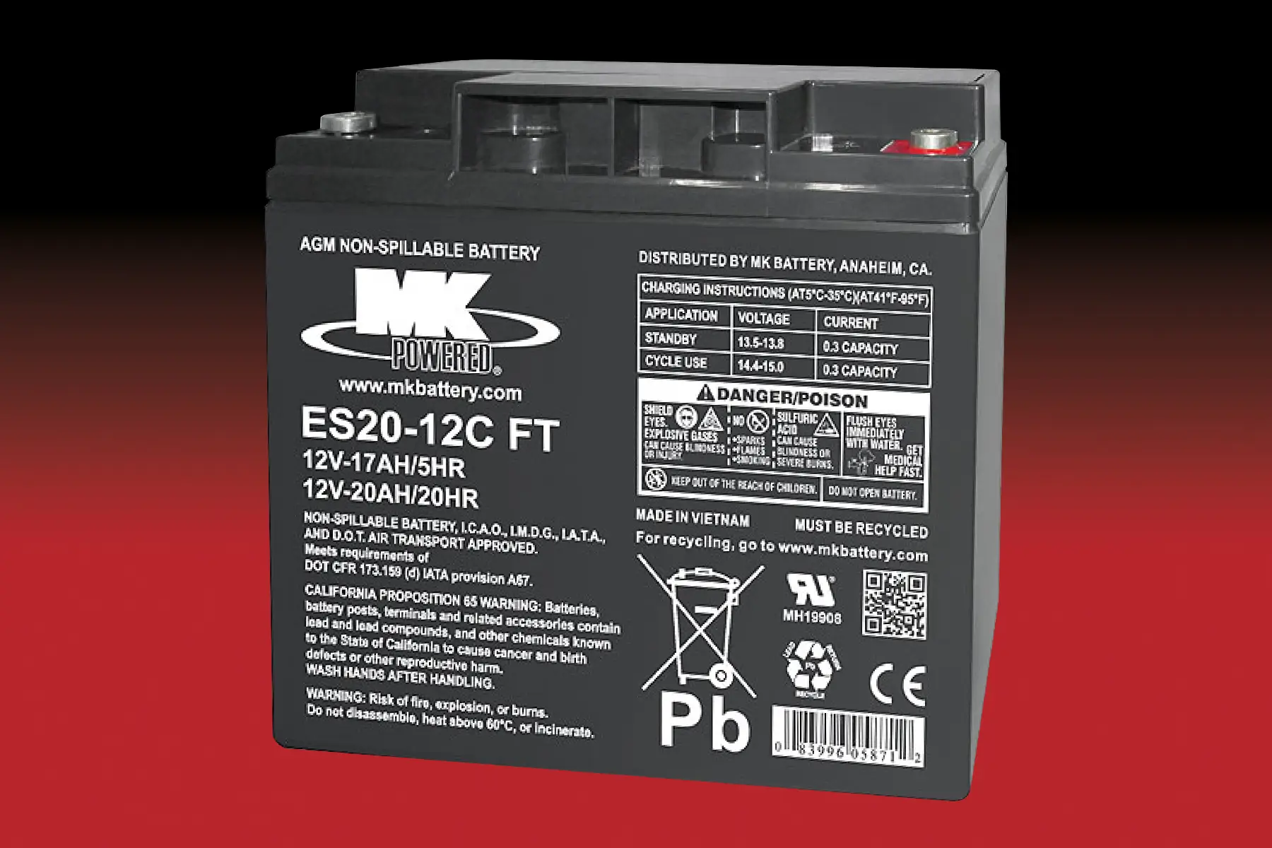 MK Battery ES20-12CFT - 12V | 20Ah Blei-AGM Akku MK Battery ES20-12CFT - 12V | 20Ah Blei-AGM Akku online bei pro-akkus kaufen
