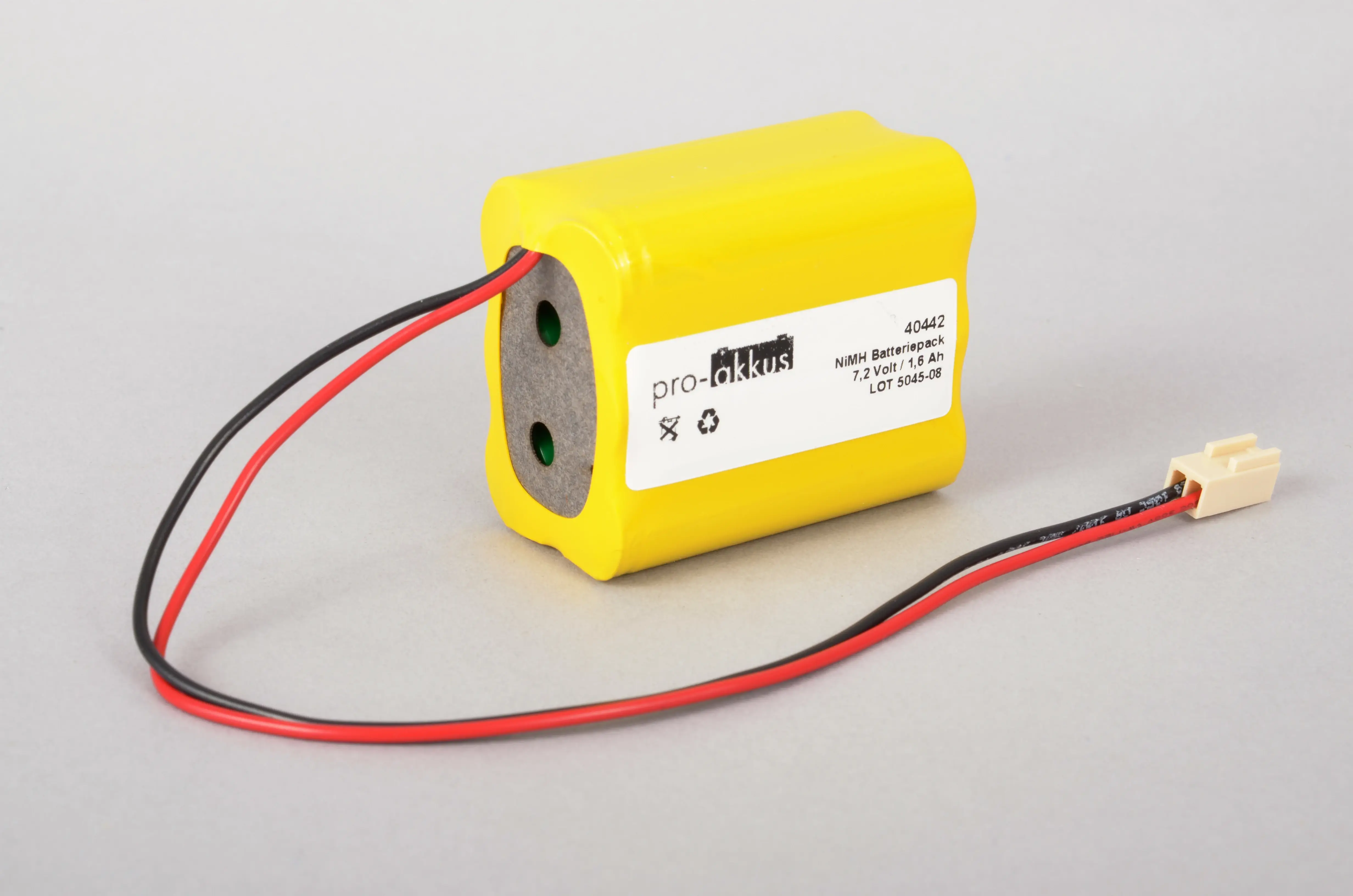 Ni-MH Notbeleuchtung Akku 7,2V 1600mAh, F3x2 Reihe mit Kabel und Stecker online bei pro-akkus kaufen
