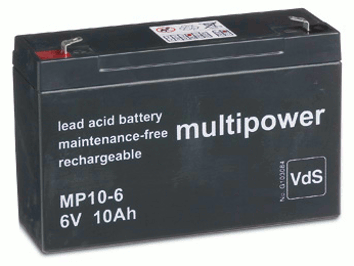 Multipower MP10-6 6V 10Ah Blei-Akku / AGM Batterie VdS Multipower MP10-6 6V 10Ah Blei-Akku / AGM Batterie VdS