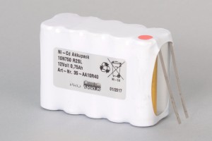 NiCd Rauchwärmeabzugsanlagen Akku 12V / 750mAh (0,75Ah) 2-reihig mit Lötfahnen