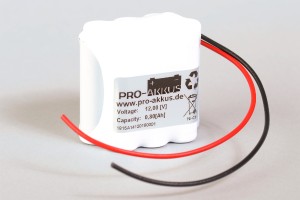NiCd Notbeleuchtung Akkupack 12V / 800mAh (0,8Ah) Reihe mit Kabel