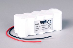 Ni-Cd Akkupack Notlicht Notbeleuchtung 12V / 1500mAh (1,5Ah) F5x2 Reihe mit Kabel