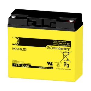 SUN Battery HC12-22 M5 (12V / 22Ah) AGM Batterie Zyklenfest