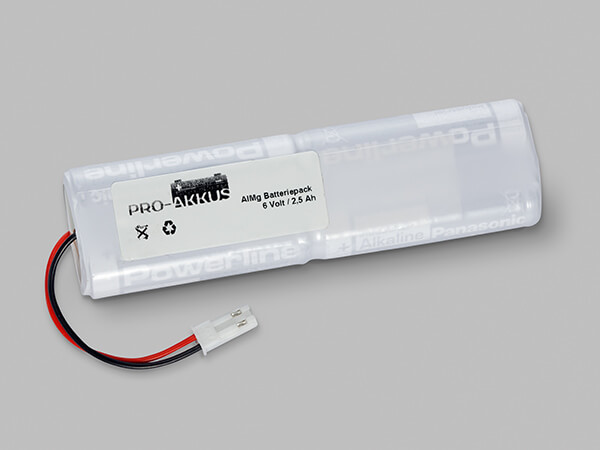 Alkaline Batteriepack 6,0V AA L2x2 mit Kabel und Stecker