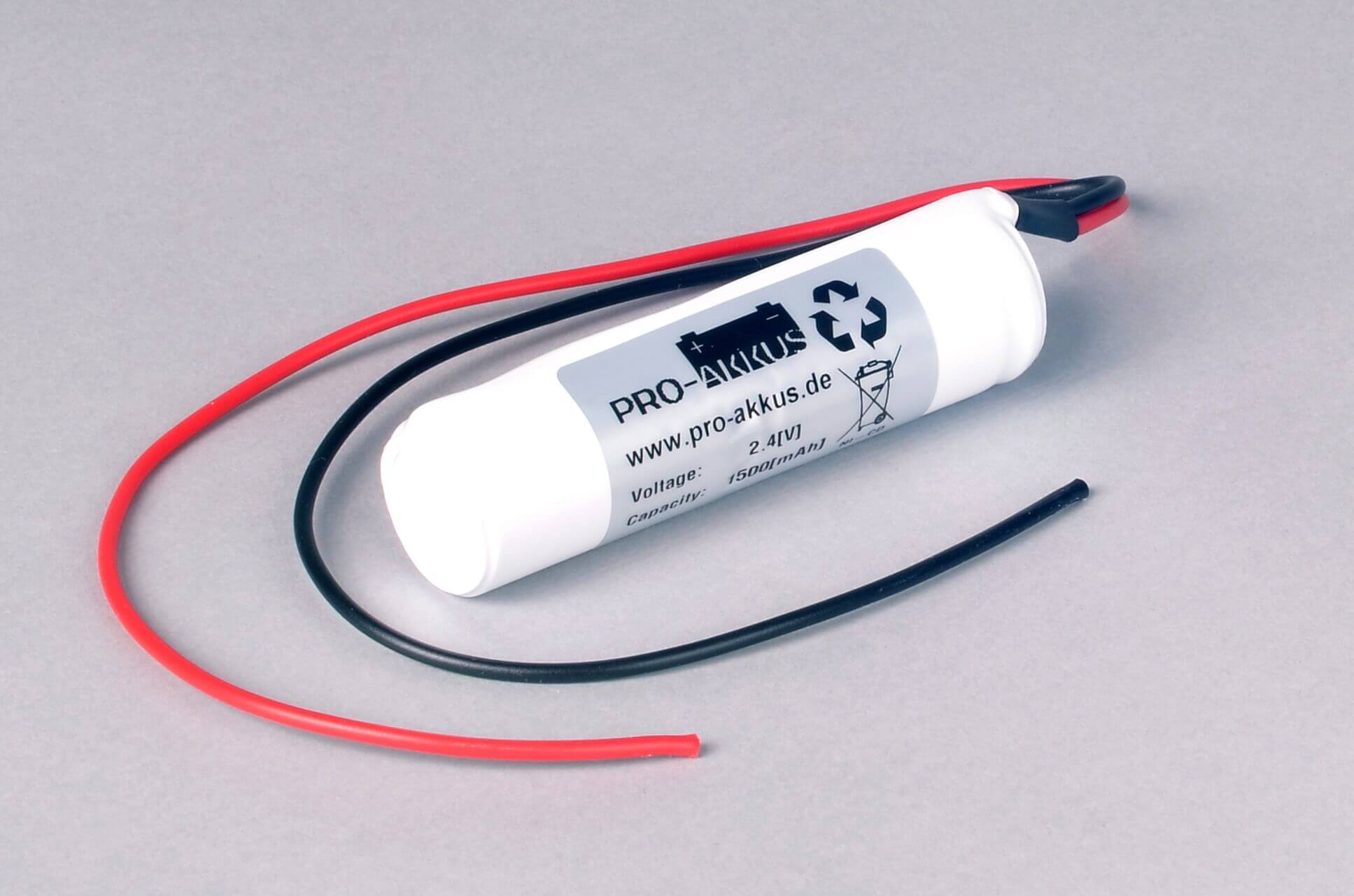NiCd Notbeleuchtung Akkupack 2,4V / 1500mAh (1,5Ah) Stab mit Kabel