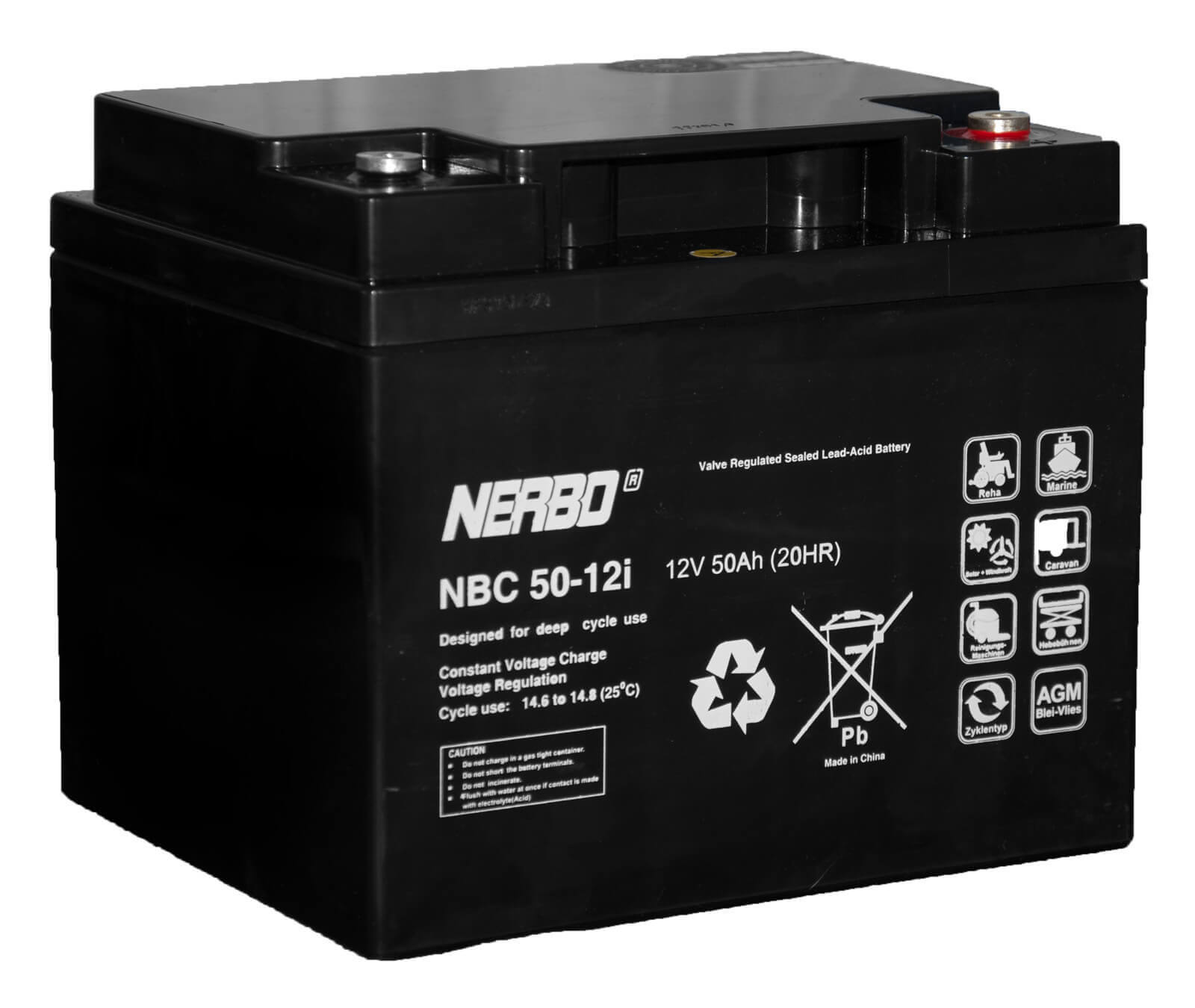 Nerbo NBC 50-12i - 12V 50Ah VRLA-AGM Akku Batterie Zyklentyp