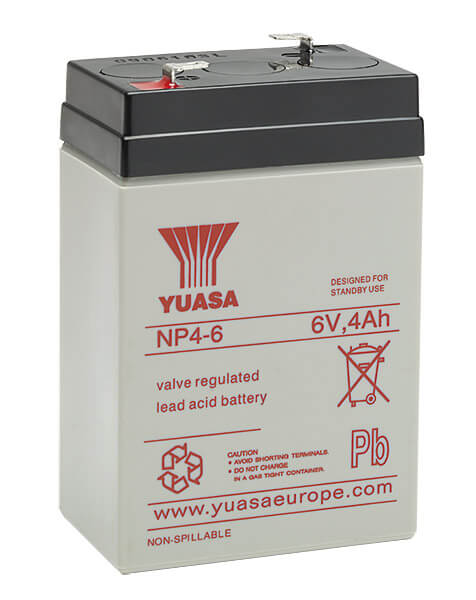 Yuasa NP4-6 6V 4Ah Blei-Akku / AGM Batterie