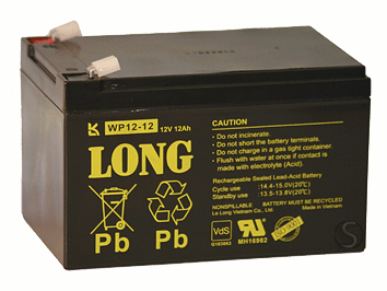 Kung Long WP12-12 12V 12Ah 6,3mm Blei-Akku / AGM Batterie mit VdS-Zulassung