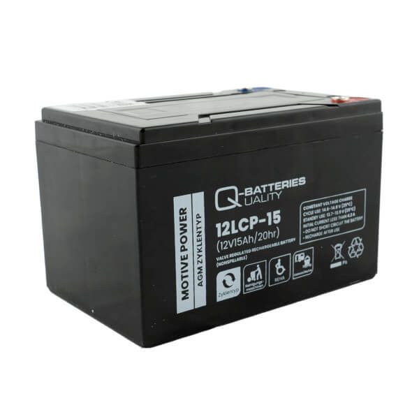Q-Batteries 12LCP-15 M5 - 12V 15Ah Blei-Akku / AGM Batterie Zyklenfest